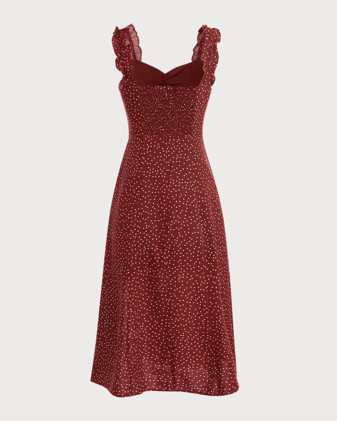 The Red Frill Trim Side Split Midi Dress