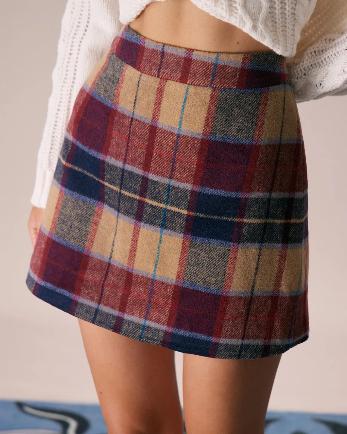 The Red Plaid Zipper Fly Tweed Mini Skirt