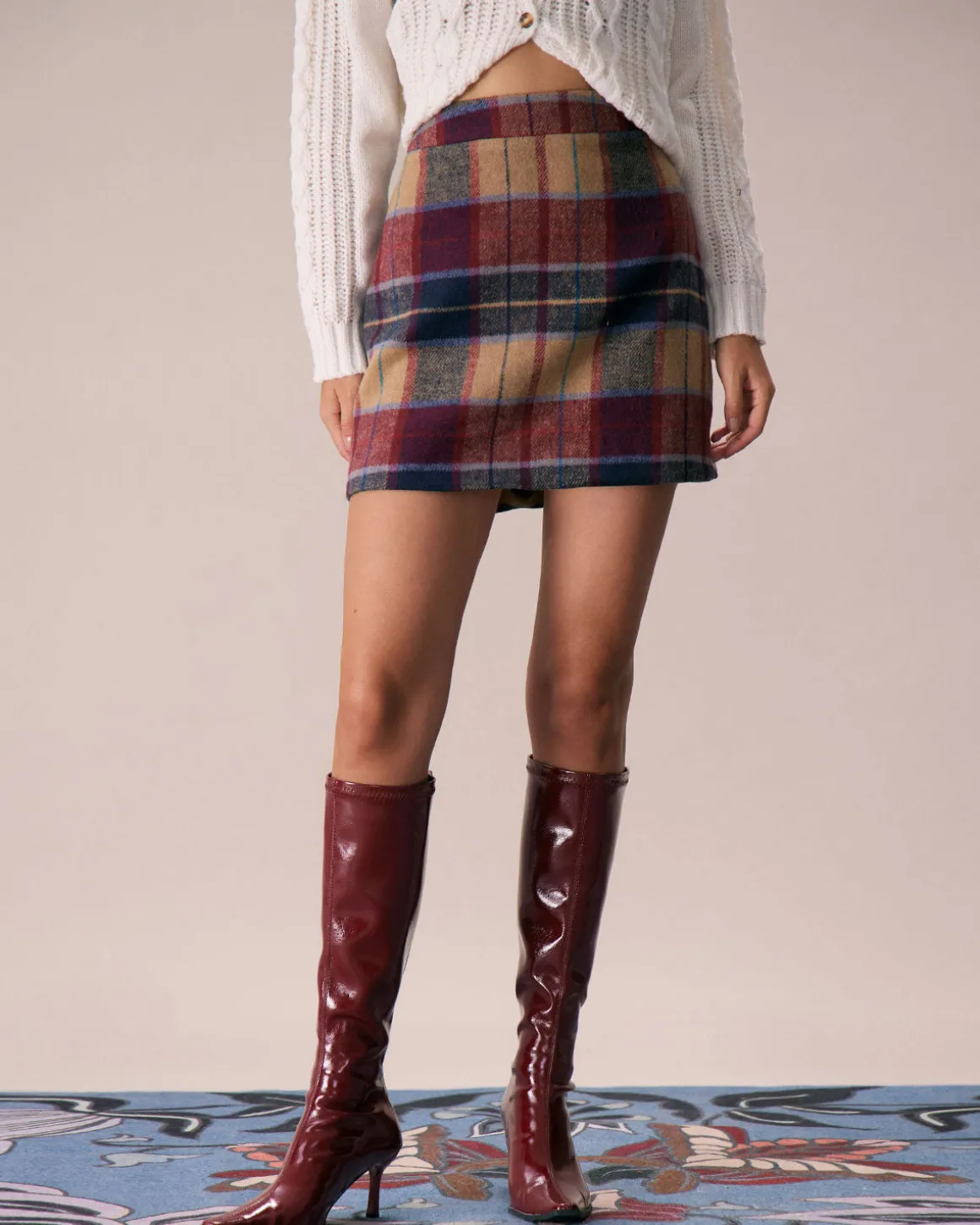 The Red Plaid Zipper Fly Tweed Mini Skirt