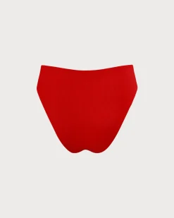 The Red Ribbed Bikini Bottom