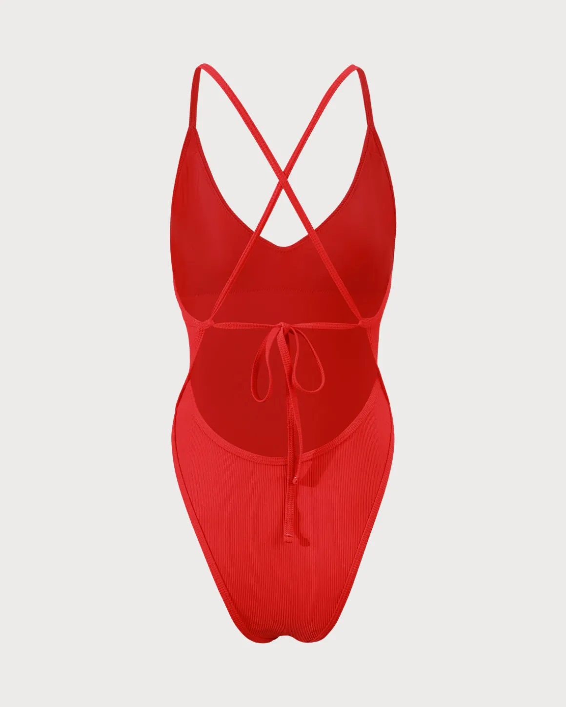 The Red Ribbed Cross Back One-Piece Swimsuit