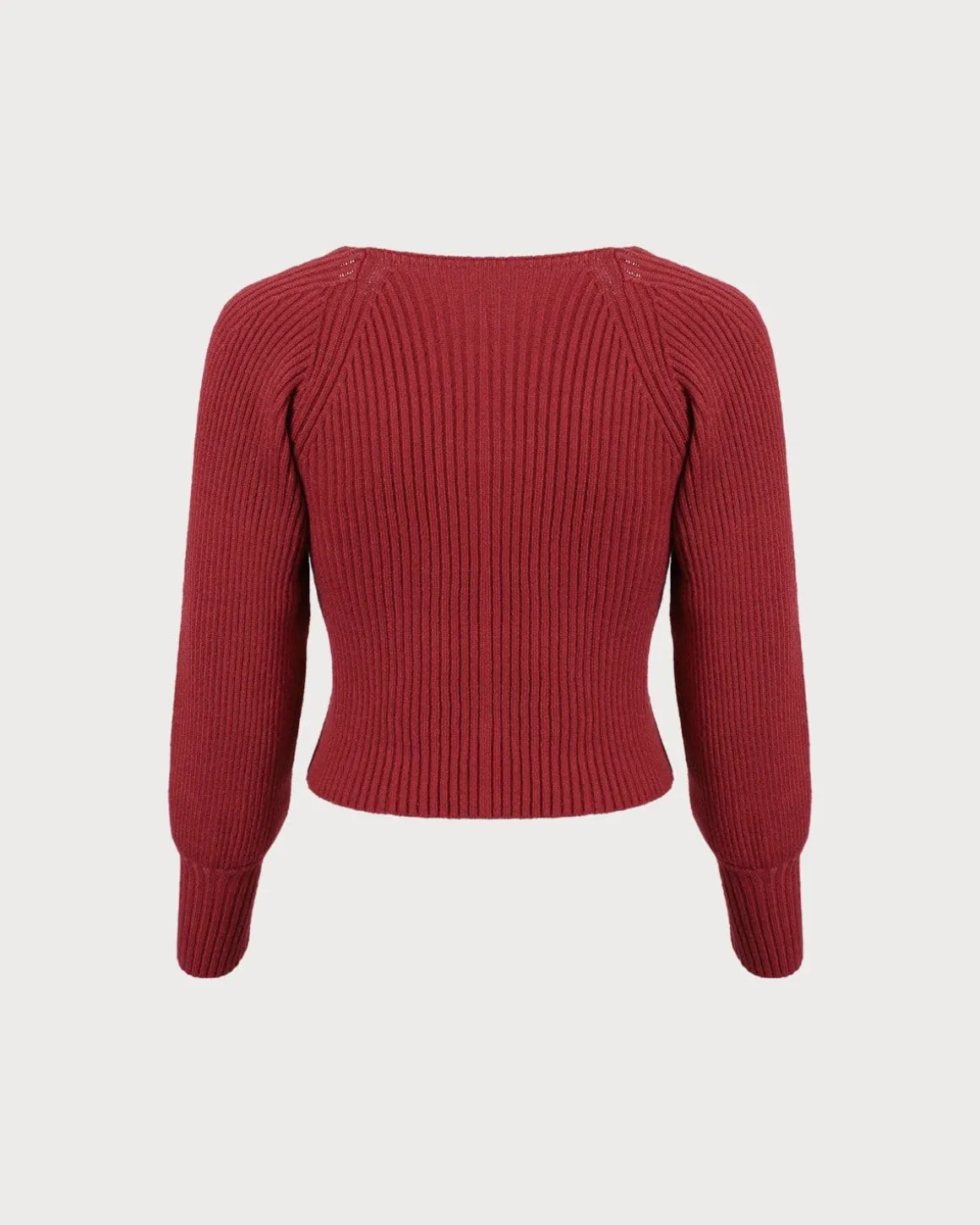 The Red Scoop Neck Lantern Sleeve Sweater