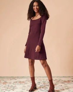The Red Square Neck Long Sleeve Sweater Dress