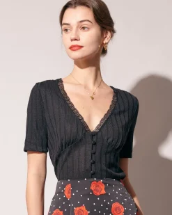 The Ribbed Lace Trim Tee