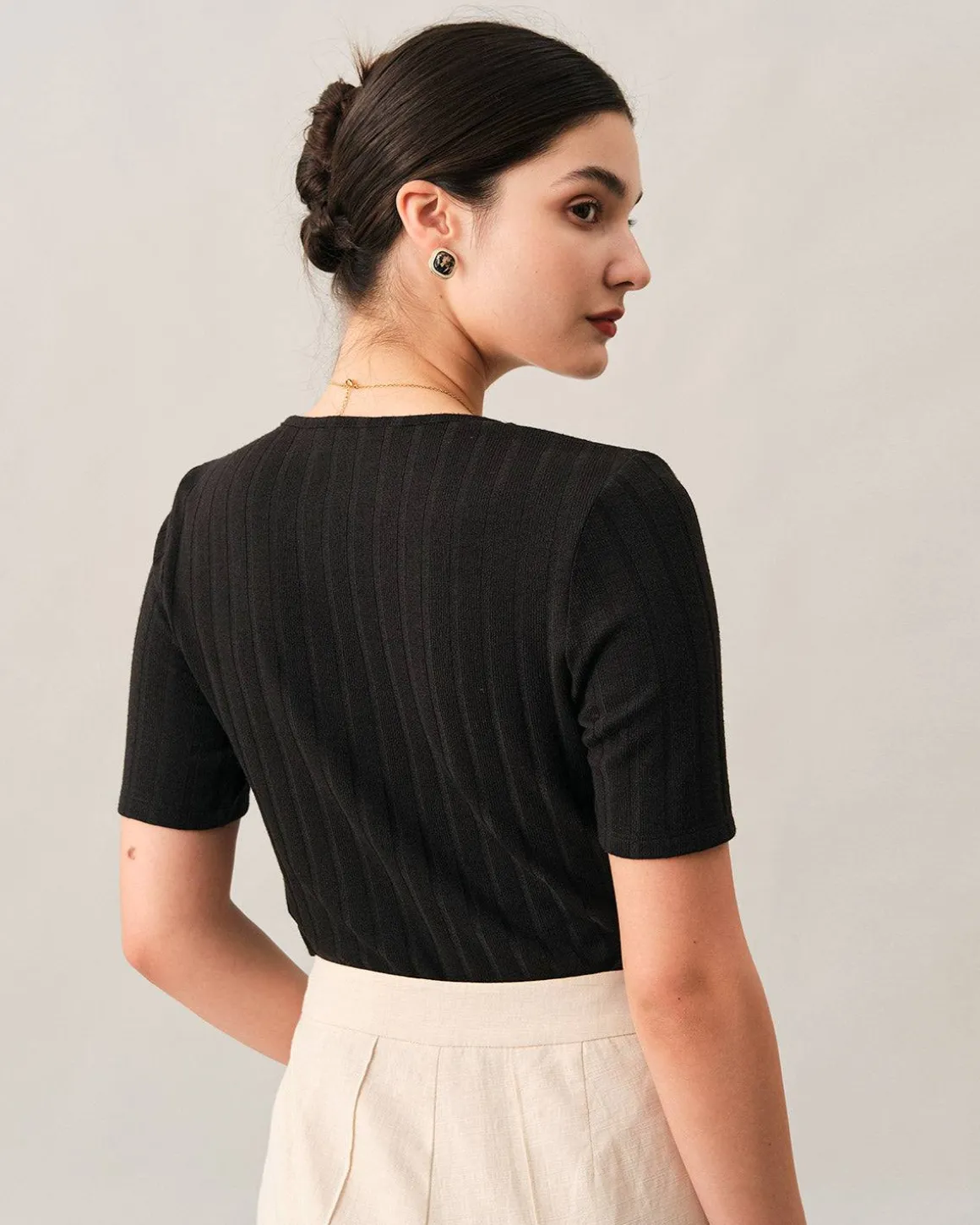 The Ribbed Lace Trim Tee