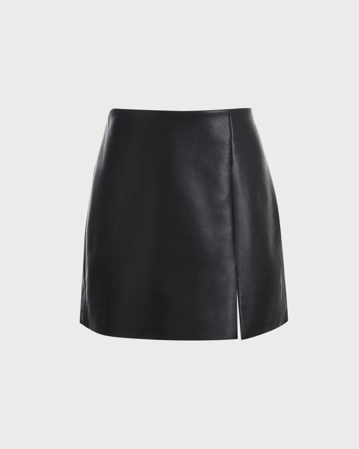 The Side Slit PU Leather A-line Mini Skirt