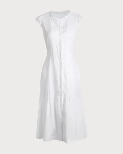 The Solid Color Lapel Midi Dress