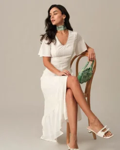 The Solid High Waisted Split Maxi Dress