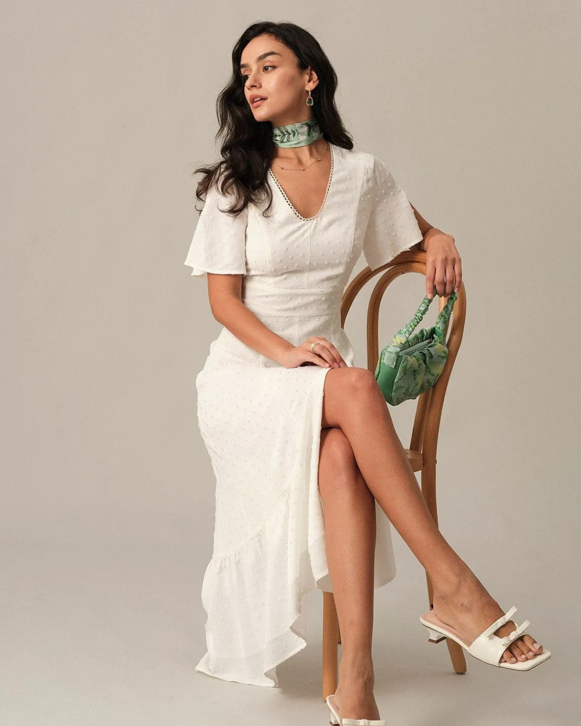 The Solid High Waisted Split Maxi Dress