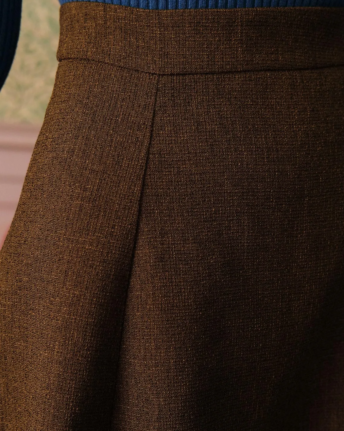 The Solid High Waisted Tweed Skirt