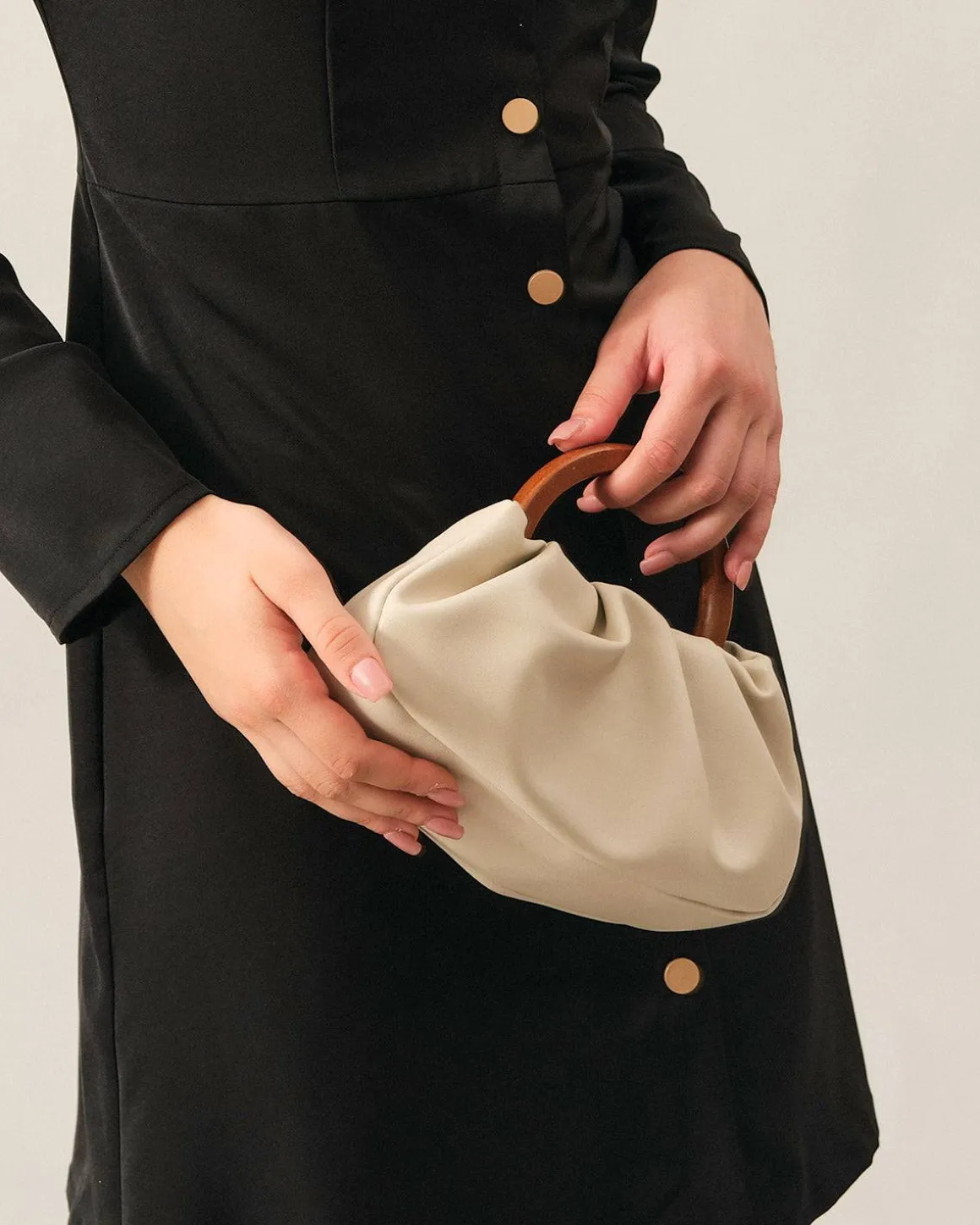 The Solid Ruched Handbag