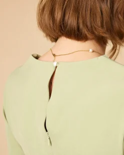 The Solid Square Neck Long Sleeve Dress