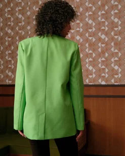 The Solid V Neck Button-up Blazer