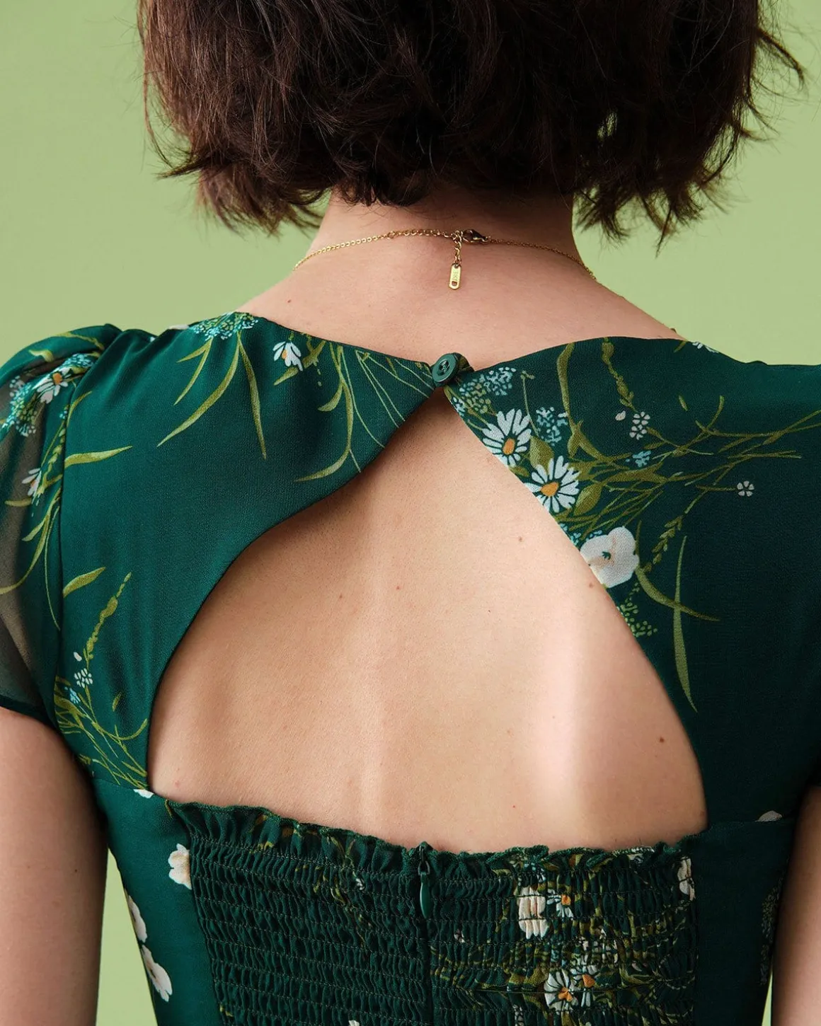 The Square Neck Backless Floral Midi Dress