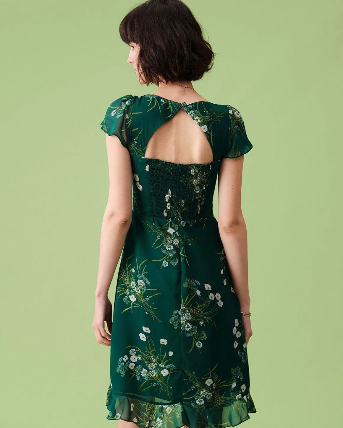 The Square Neck Backless Floral Midi Dress