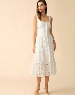 The Square Neck Tiered Hem Midi Dress