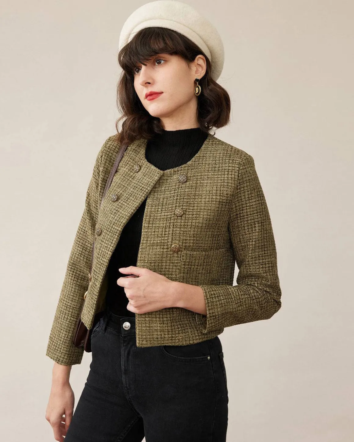 The Vintage Solid Tweed Coat