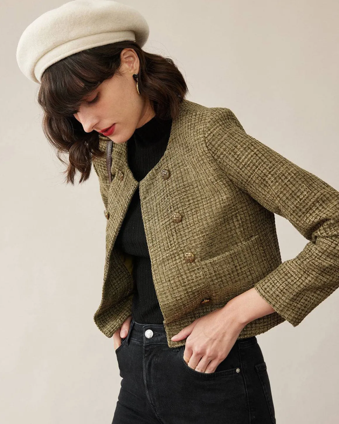 The Vintage Solid Tweed Coat