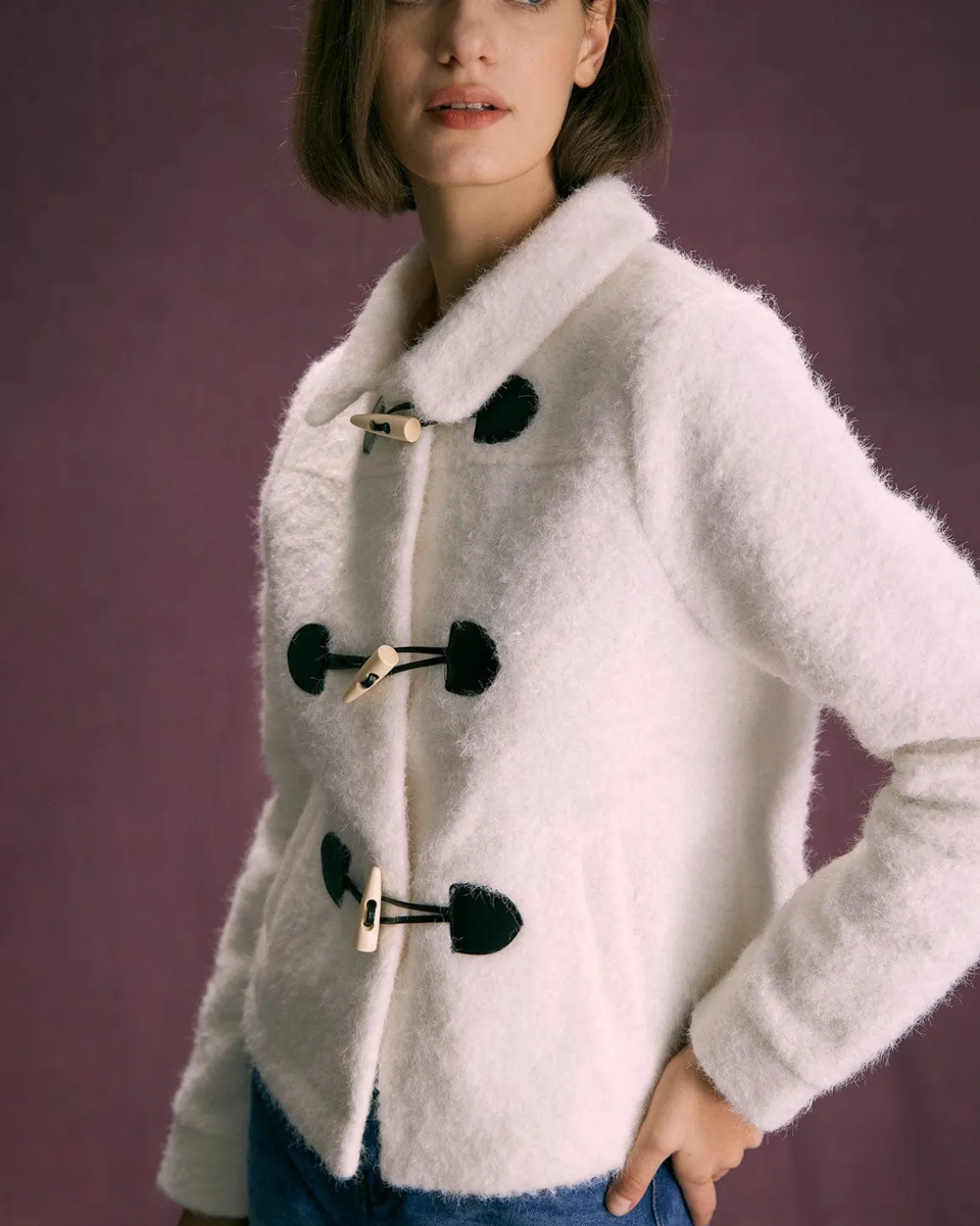 The White Horn Button Long Sleeve Jacket