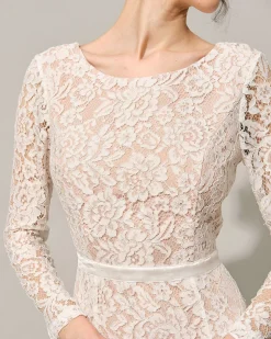 The White Lace Long Sleeve Backless Maxi Dress