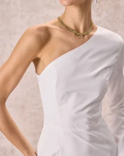 The White One Shoulder Slit Maxi Dress