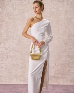 The White One Shoulder Slit Maxi Dress