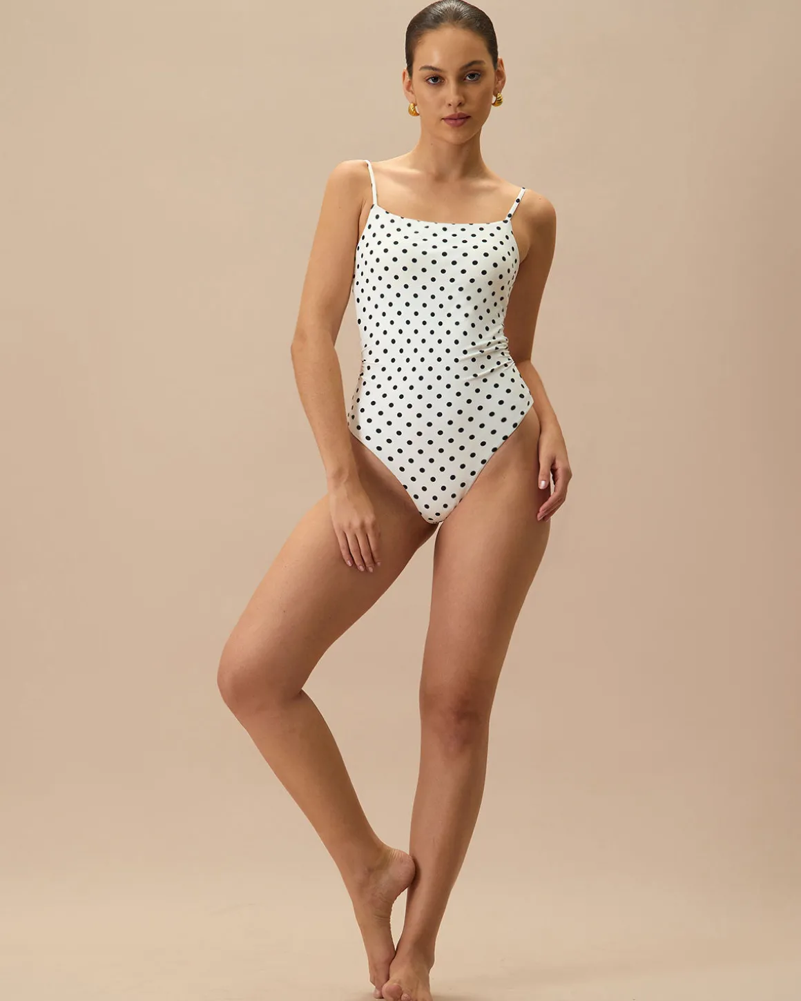The White Polka Dot Backless One-Piece Swimsuit