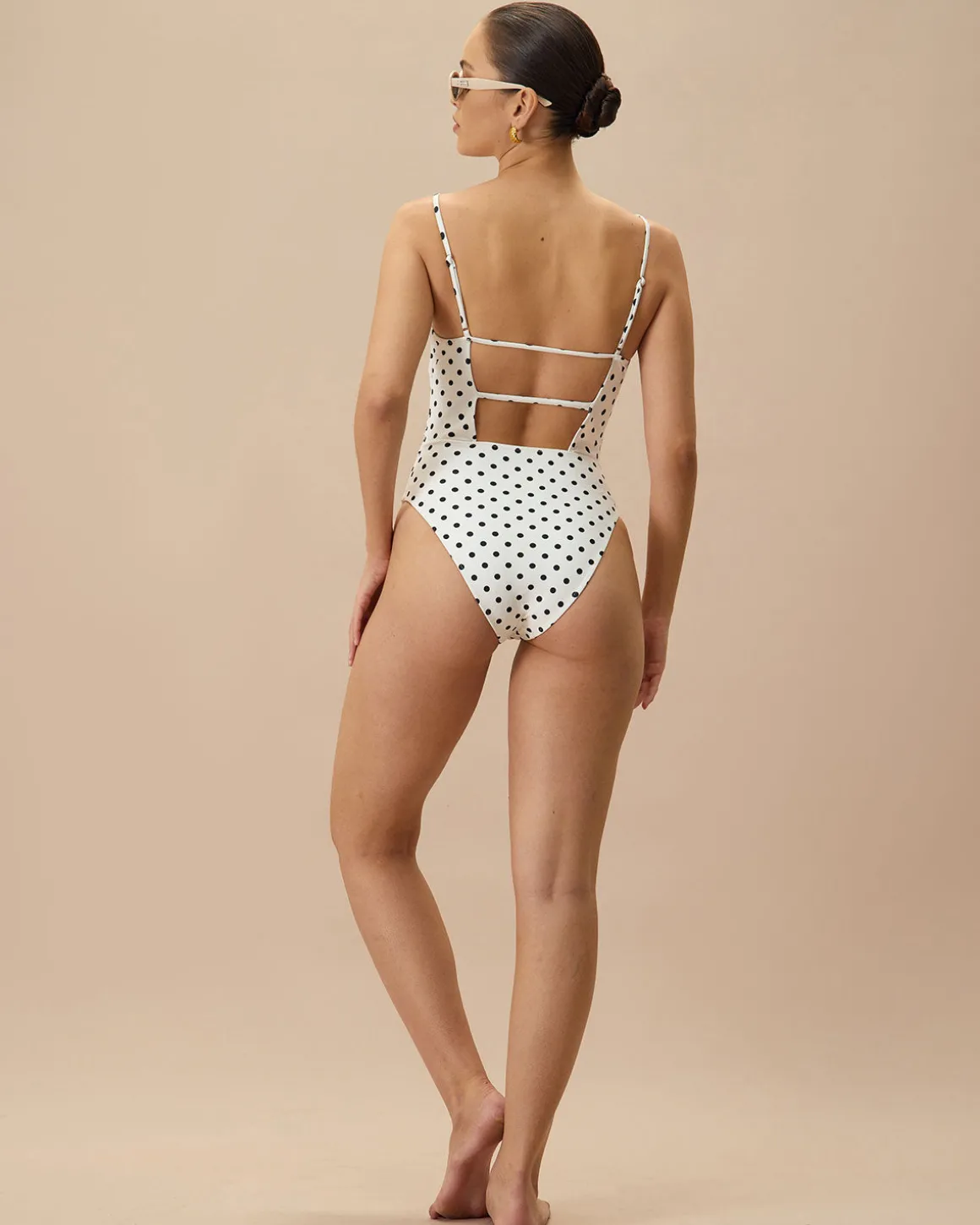 The White Polka Dot Backless One-Piece Swimsuit