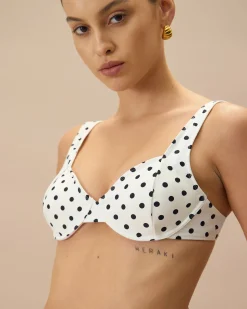 The White Polka Dot Underwire Bikini Top
