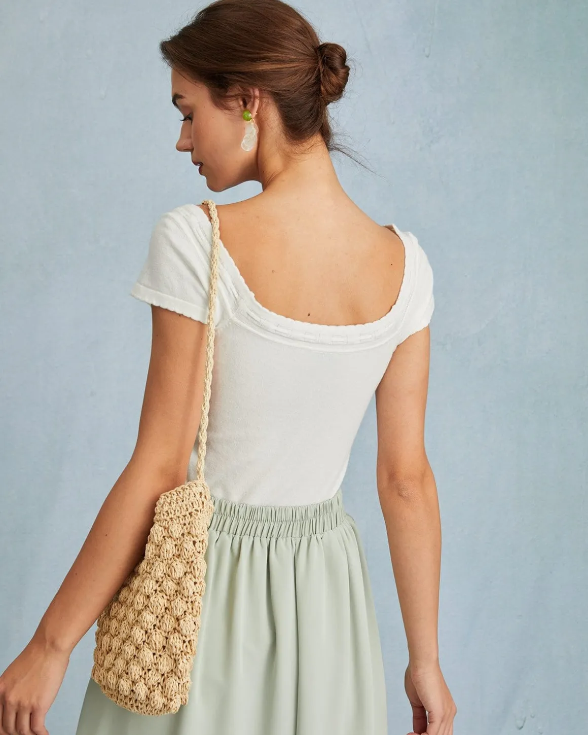The White Scoop Neck Short Sleeve Knit Tee