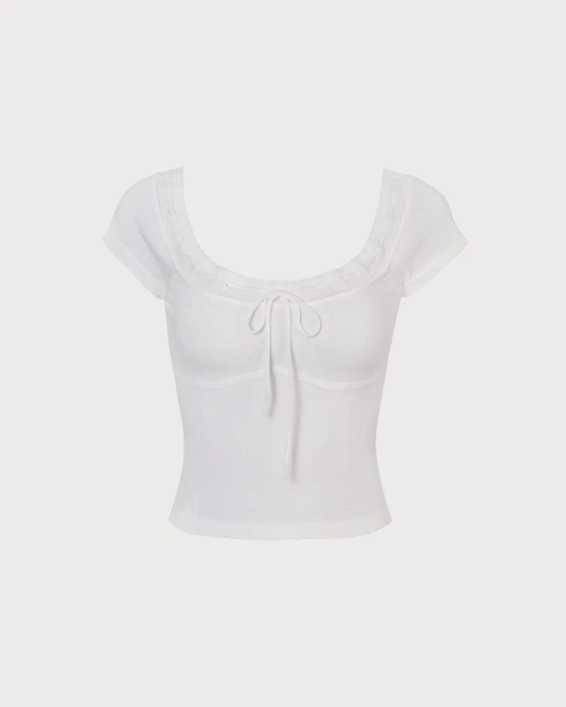 The White Scoop Neck Short Sleeve Knit Tee