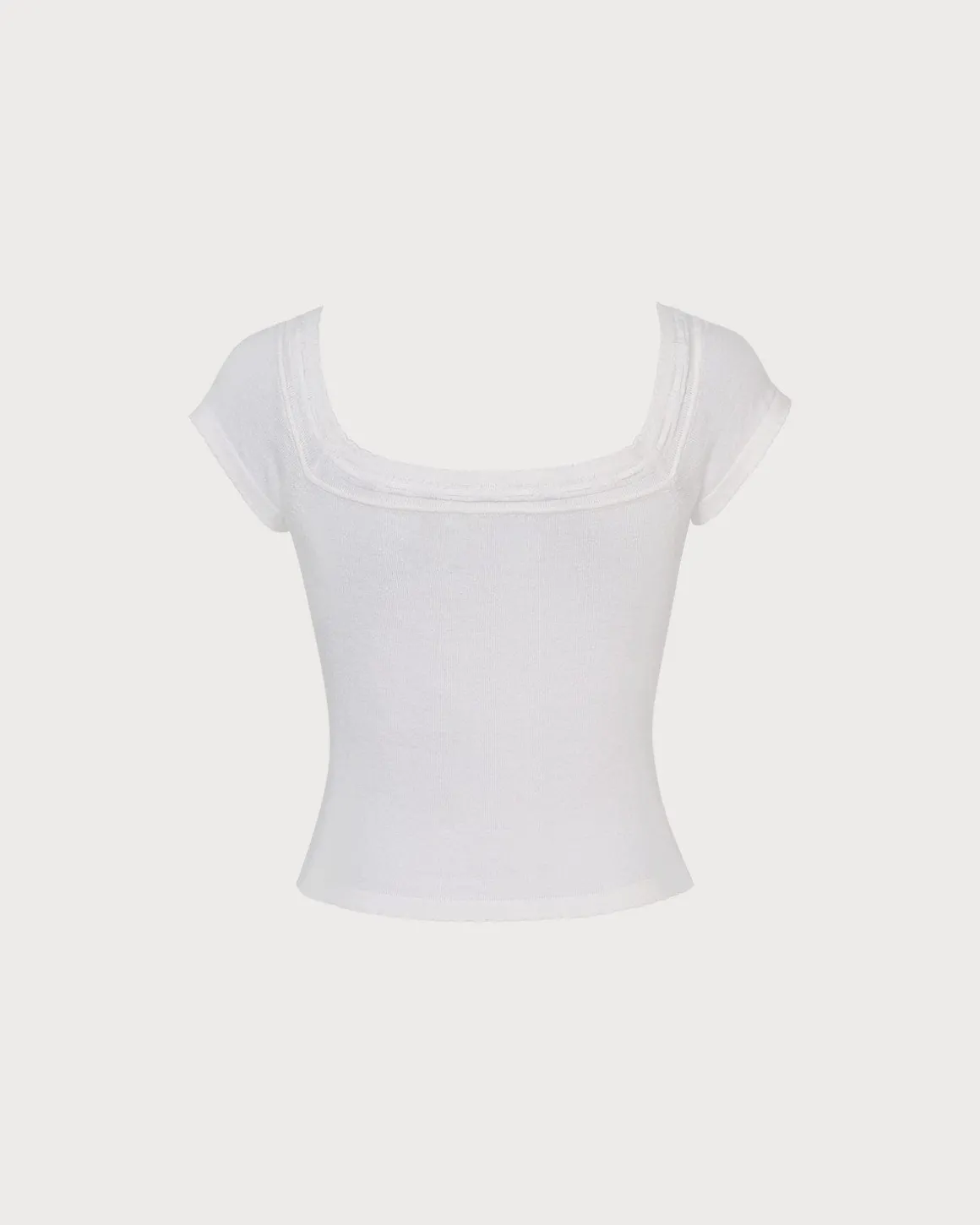 The White Scoop Neck Short Sleeve Knit Tee