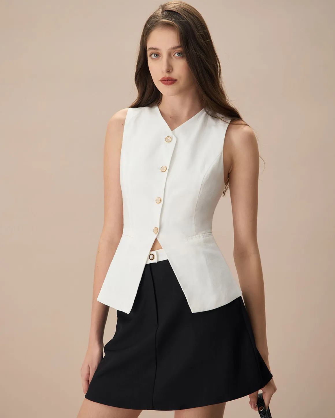 The White Single-breasted Cotton Vest