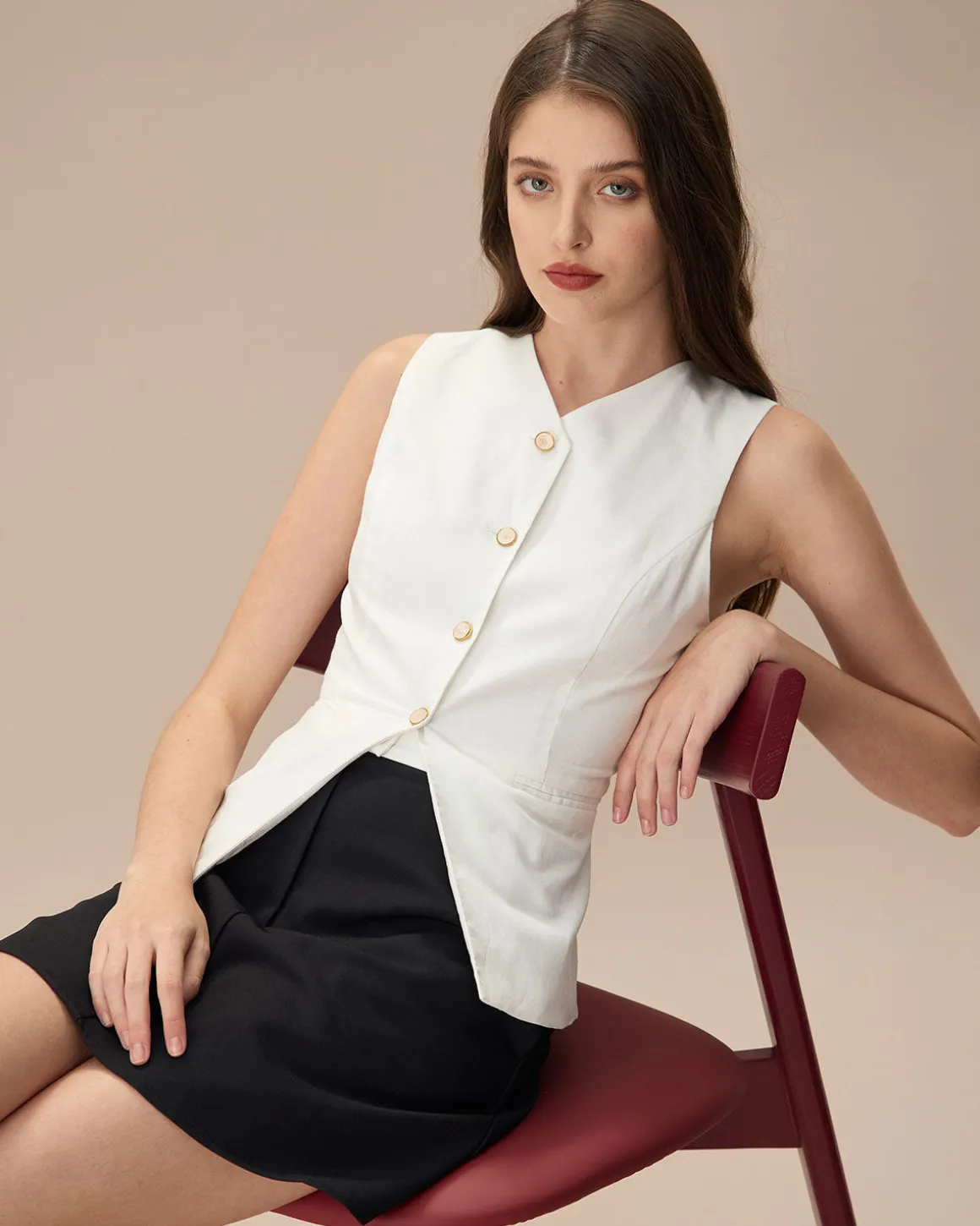 The White Single-breasted Cotton Vest