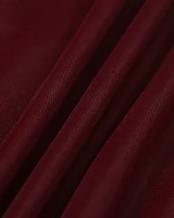 The Wine Red V Neck Mesh Wrap Maxi Dress