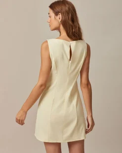 The Yellow Boat Neck Cutout Mini Dress