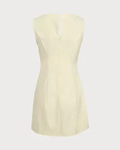 The Yellow Boat Neck Cutout Mini Dress