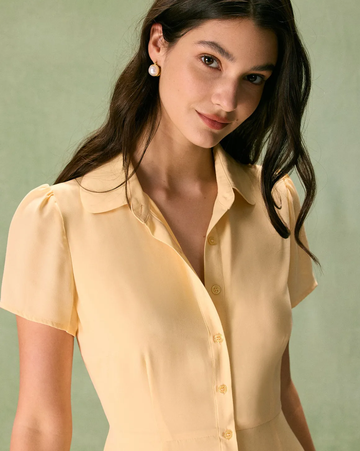 The Yellow Button Down Shirt Mini Dress