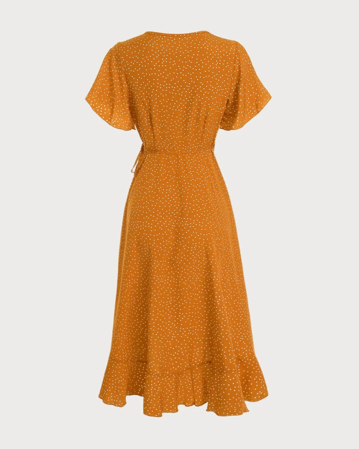 The Yellow Polka Dot Ruffle Wrap Dress