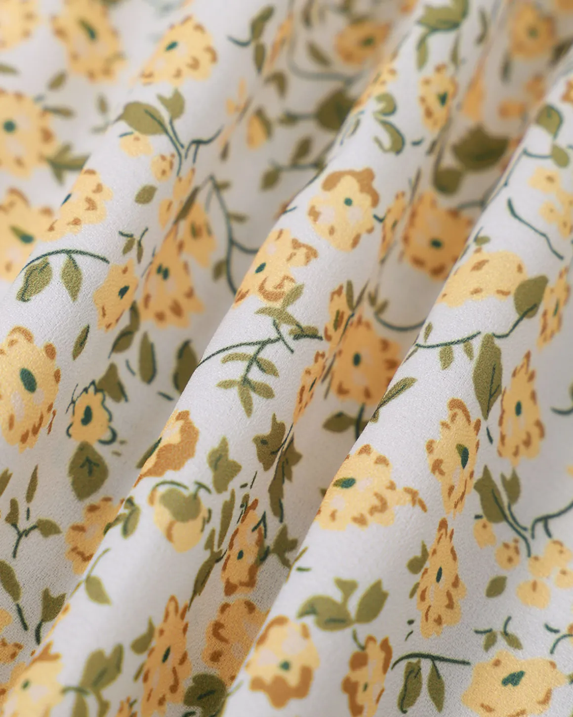 The Yellow Round Neck Floral Midi Dress