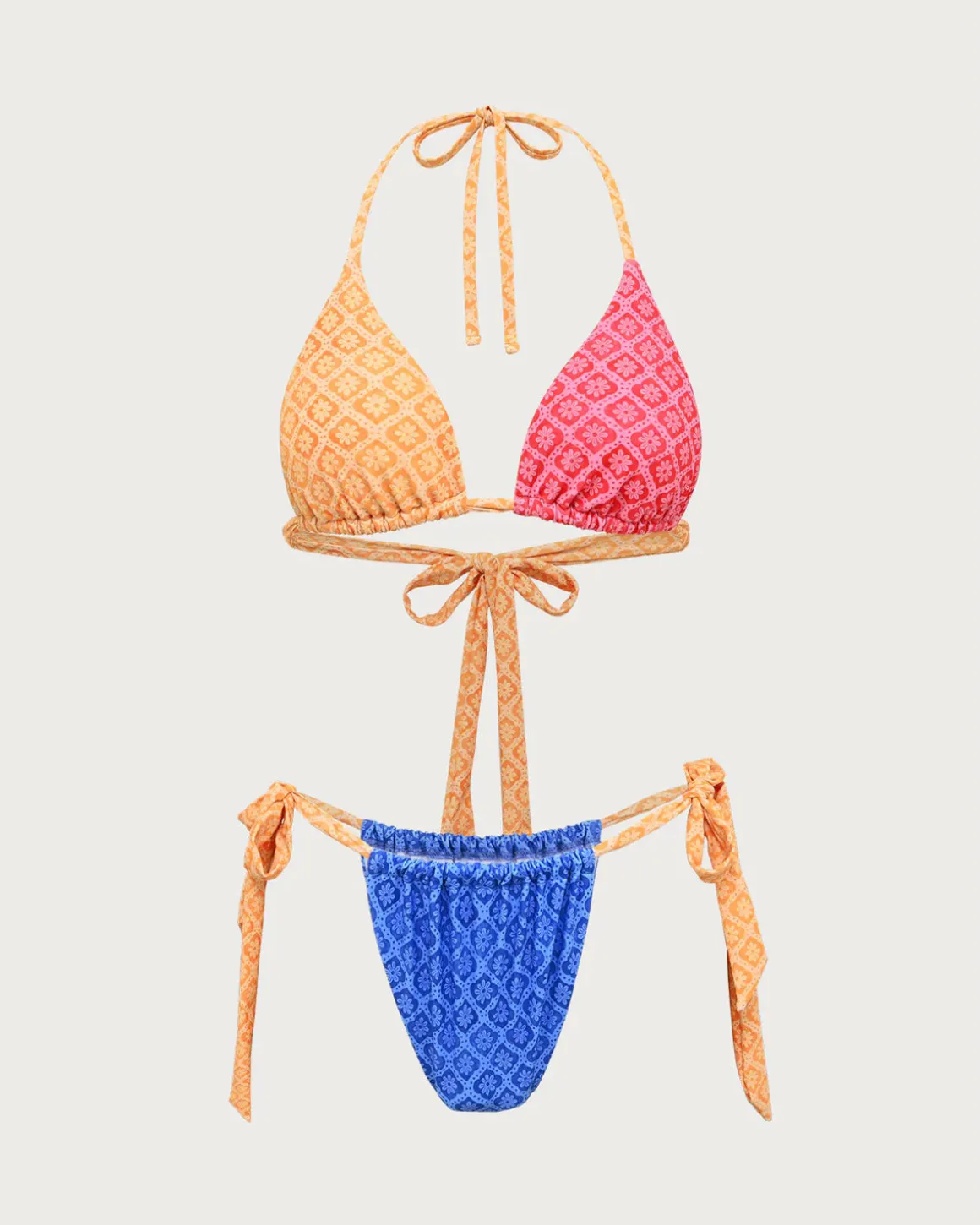 Three-Color Triangle Bikini Set