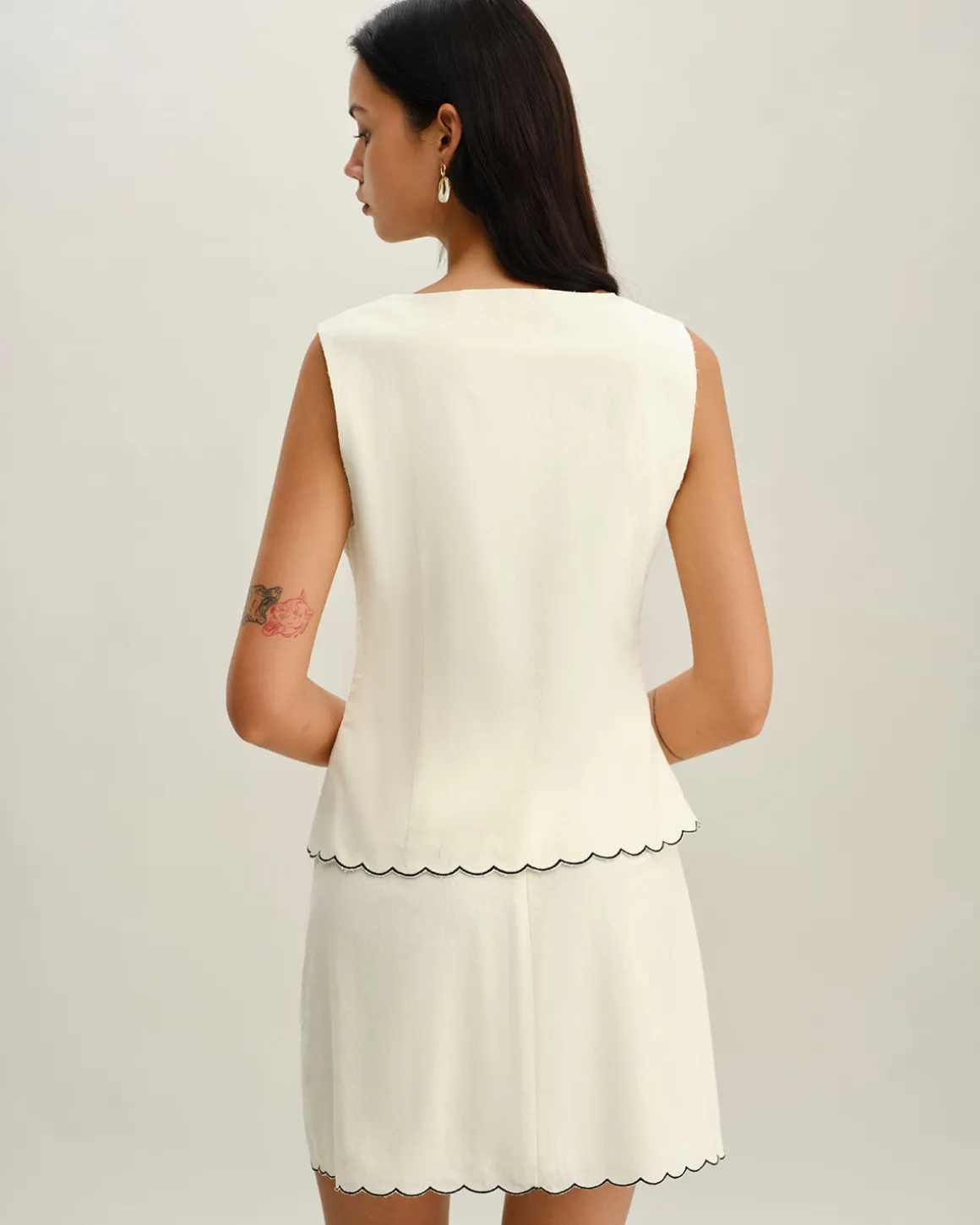 White Contrast A-Line Mini Skirt