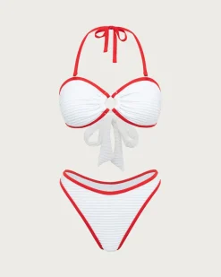 White Contrast Cutout Bikini Set