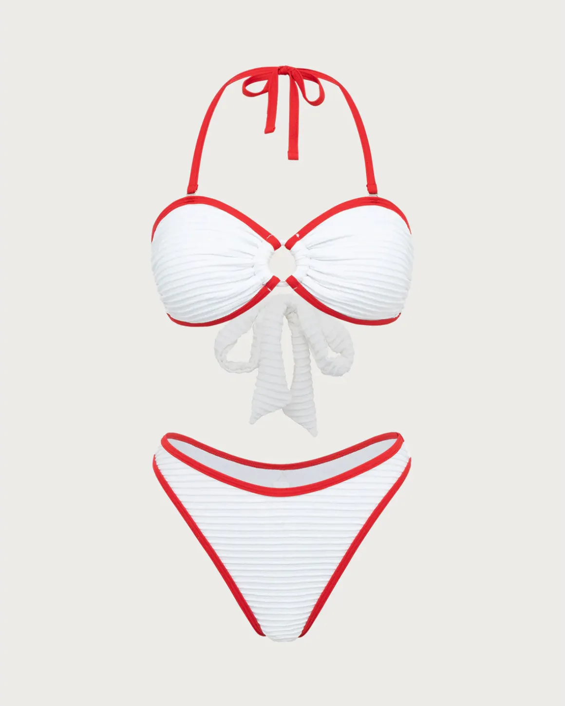 White Contrast Cutout Bikini Set