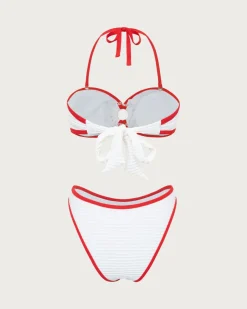 White Contrast Cutout Bikini Set