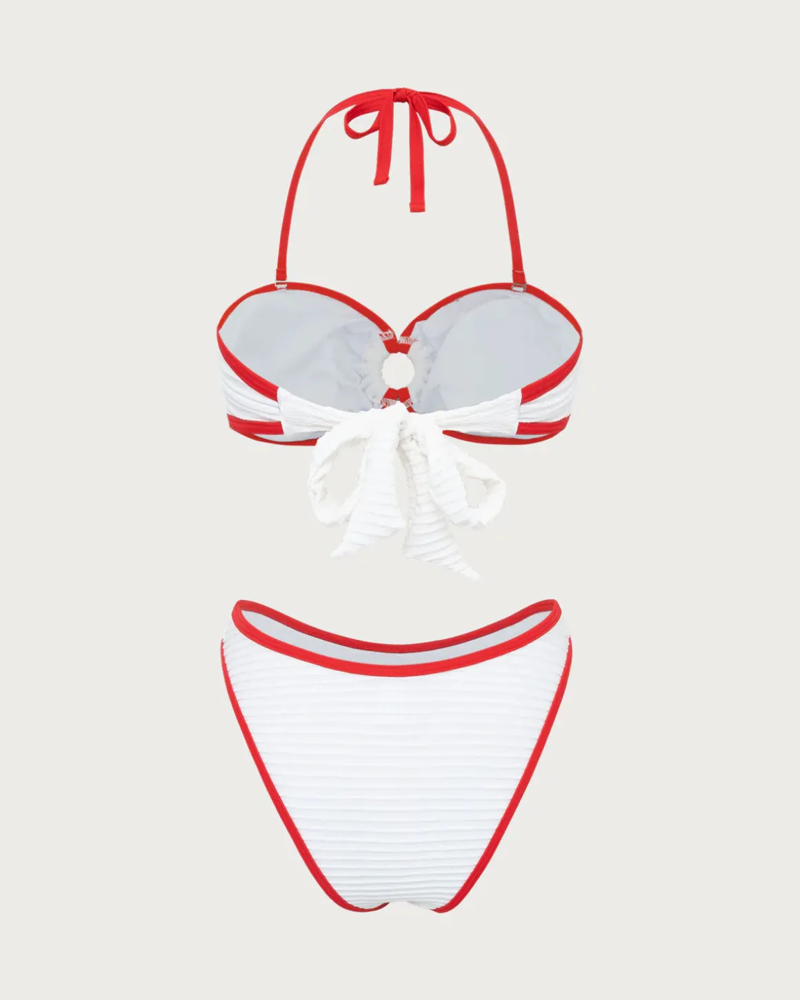 White Contrast Cutout Bikini Set