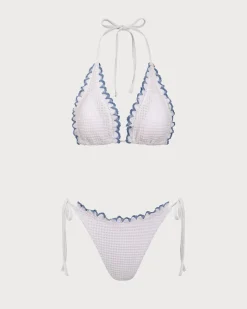 White Contrast Lace Bikini Set