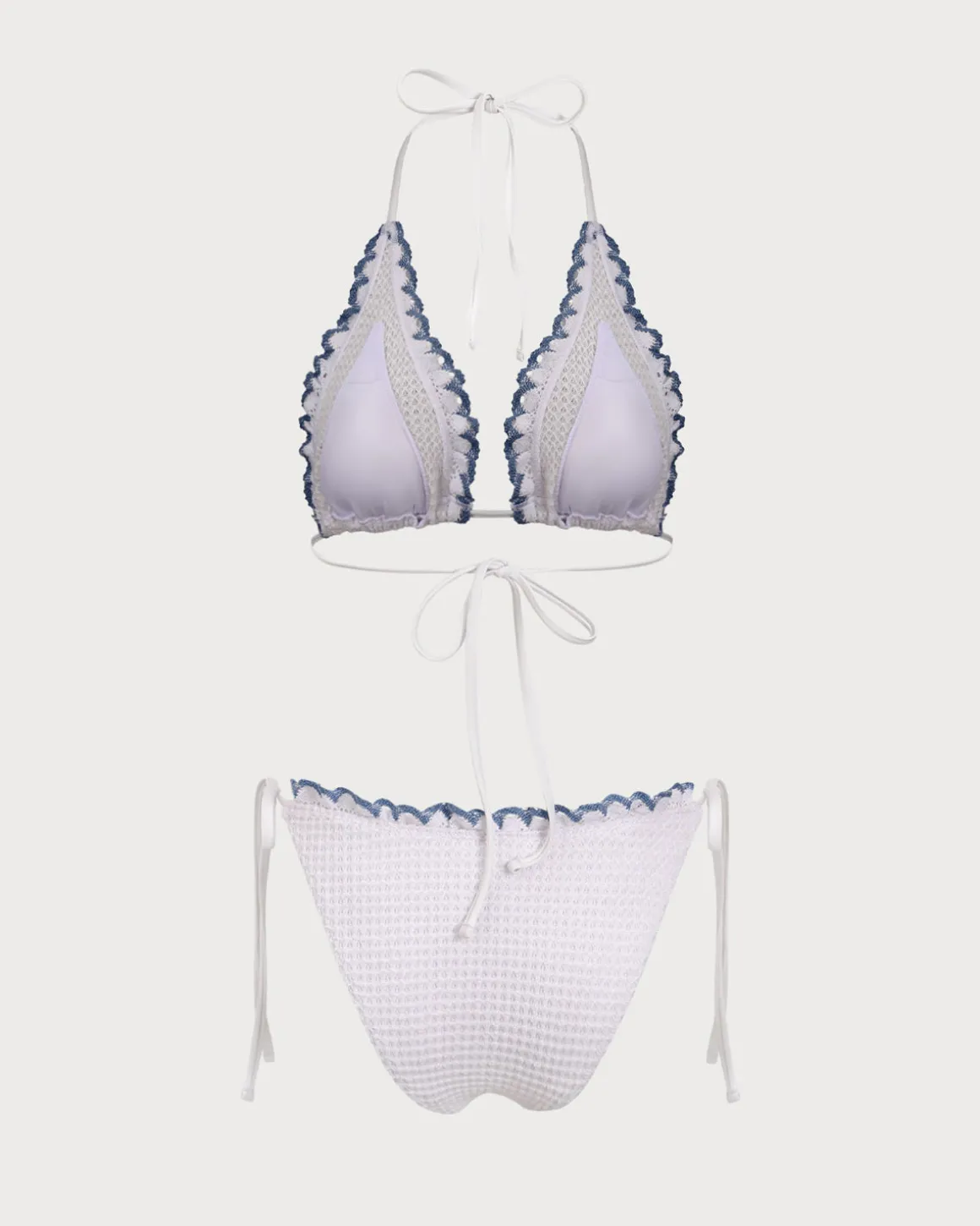 White Contrast Lace Bikini Set