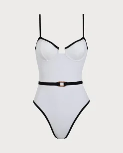 White Contrast One-Piece Swimsuit