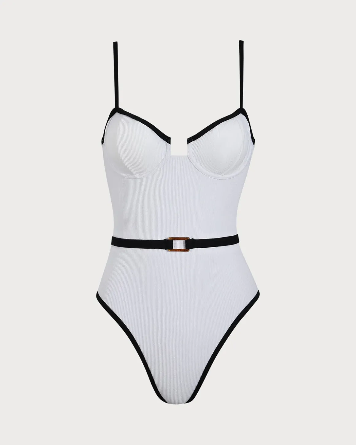 White Contrast One-Piece Swimsuit